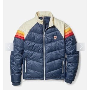 Marine Layer Navy and Cream Puffer Jacket